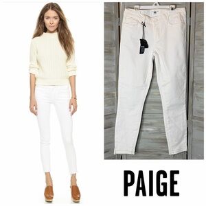 Paige Verdugo Crop crisp white denim jeans 5 pocket raw hem size 29 4520 NWT NEW